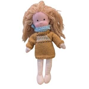 Waldorf Doll Knit Sweater Dress Scarf Curly Hair Children's Playtime